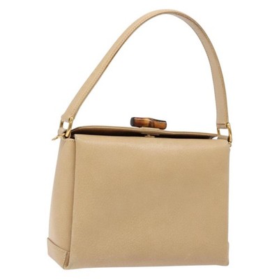 GUCCI 鞄　バッグ GUCCI Bamboo Hand Bag Leather Beige Gold Auth ki5881 | eBay
