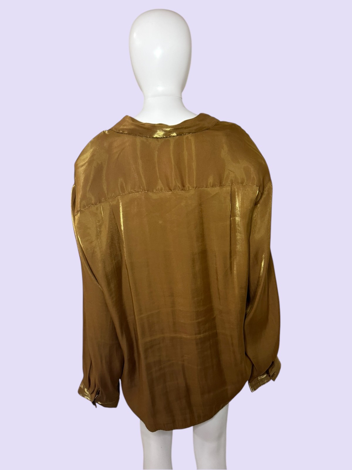Gold Satin Button-Up - image 4