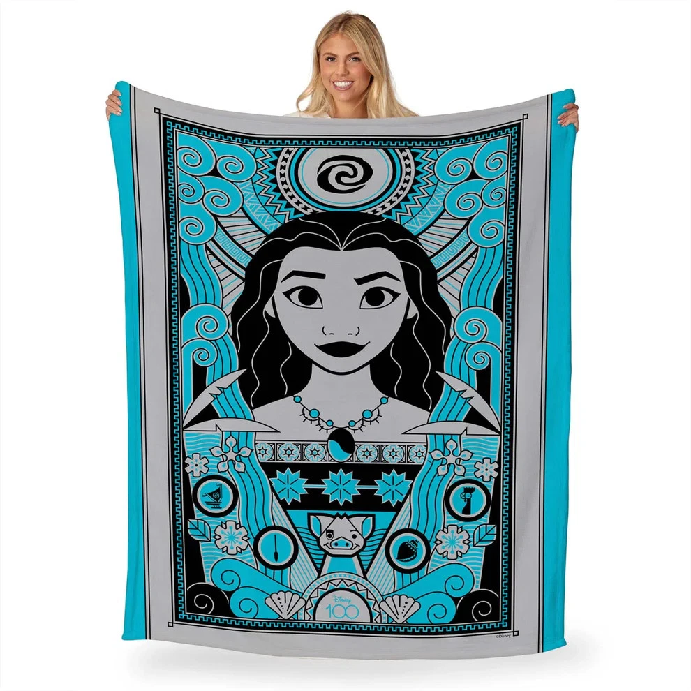 Disney D100 Art Deco Moana Cozy Fleece Blanket