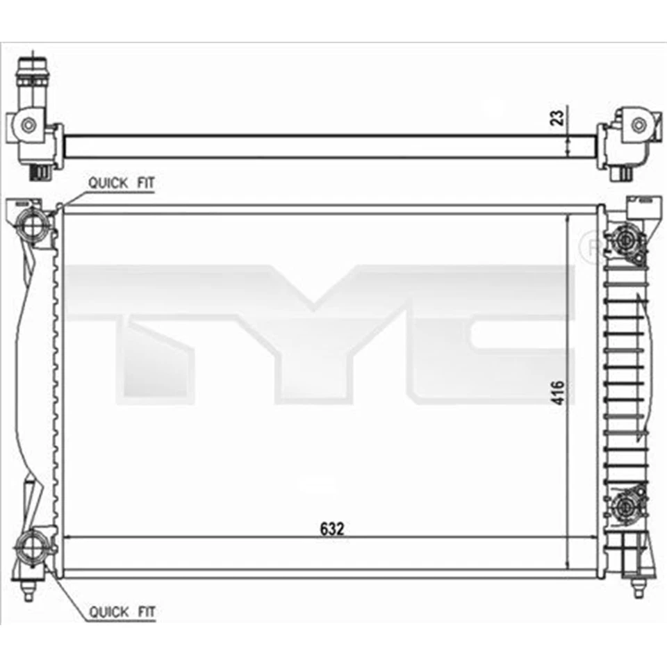 TYC Radiateur Refroidissement Moteur Convient pour Audi A4 A6 Seat 702-0014-R - Photo 1/1