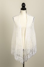 Vintage Handmade Crochet Knit Shawl Wrap with Fringe in Various Colors
