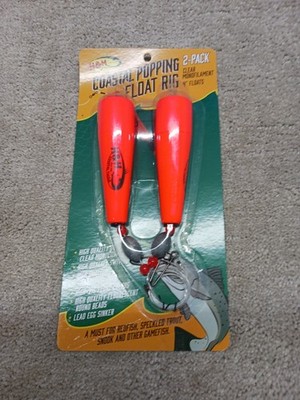 H & H 2-Pack Coastal Popping Float Rig Orange 2 Pack 4'' Floats New