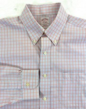 Brooks Brothers Men's Regular Non-Iron Pocket Blue Check Dress Shirt 16-34