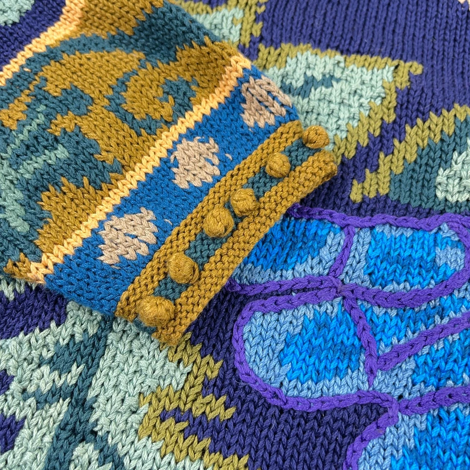 Винтажный перуанский свитер женский маленький синий Pima бабушка богемное 90-е - Изображение 4 из 4