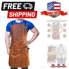 Heavy Duty Woodworking Apron for Men, Welding Apron with 6 Tool Pockets, Heat...