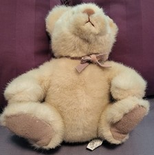 Russ Berrie 9" Plush Bear "Nutmeg" Vintage Suede Tie