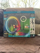 Bower Content Creator Studio Kit 16" RGB Ring Light, Tripod, Green Screen, Remo