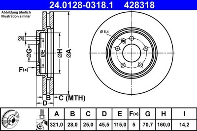 Brake discs Opel Insignia B Grand Sport 1.4 turbo 24.0128-0318.1
