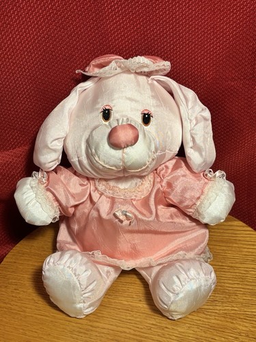1987 Potpourri Press Bunny Rabbit Girl Vinyl Parachute Style Plush With Bow