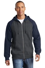 Sport-Tek ST269 Men's Colorblock Raglan Sleeve Full-Zip Hooded Fleece Jacket