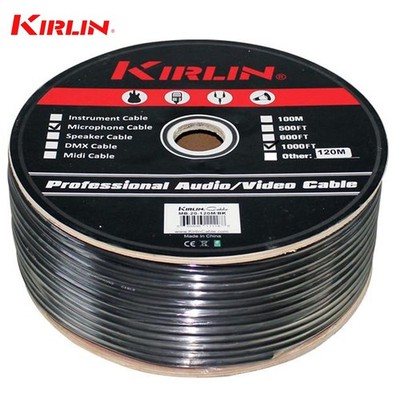 Kirlin Bulk-Wire Professional Grade 1000FT 20AWG Microphone Cable Spool Black