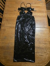 Fashion Nova Latex Dominatrix Bodycon Grunge Cybergoth Black Maxi Party Dress
