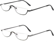 Half Reading Glasses - 2 Pairs Half Rim Metal Frame Glasses Spring Hinge Readers