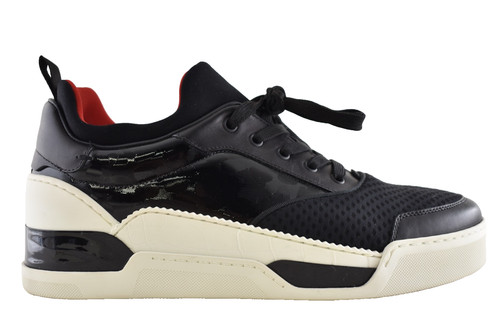 Christian Louboutin Mens Aurelien Flat Black White Neomesh Low Top Sneaker 44 11