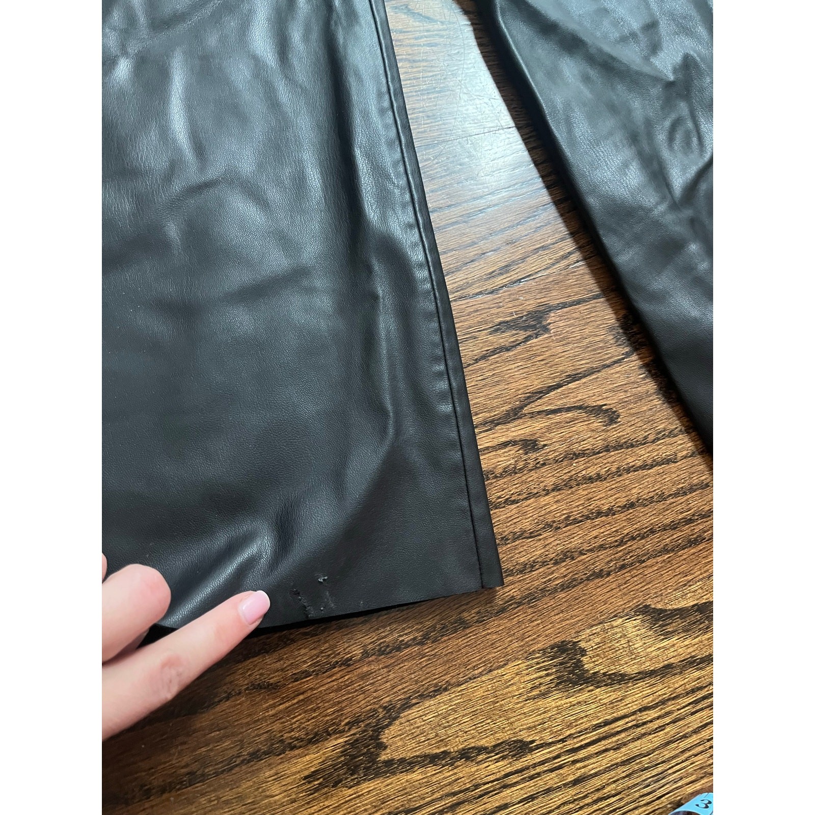 Zara women’s wide leg high rise faux leather pants Sz 4 black  thumbnail 12