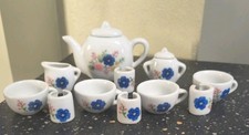 1960's Strombecker Corp. Child's Tea Pot Cups Sugar Creamer 13 Pieces