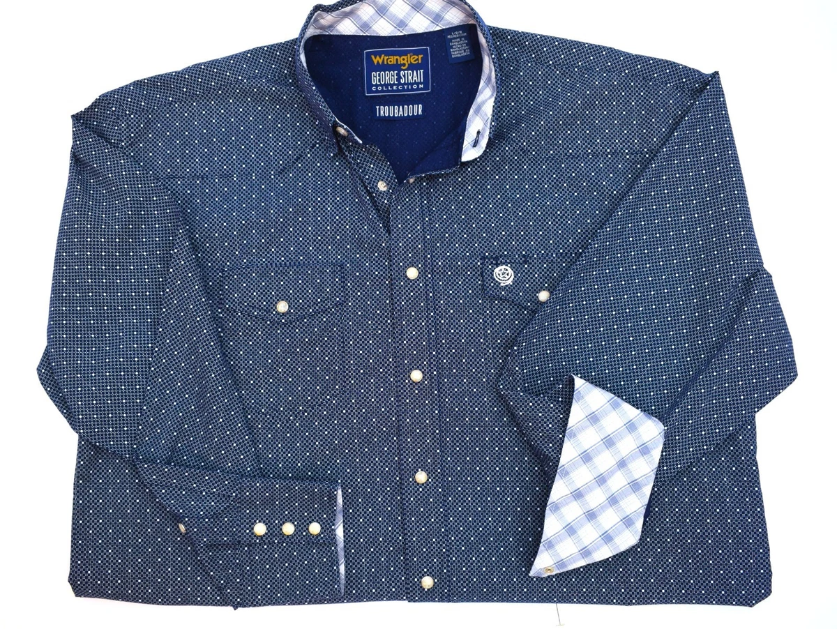 Wrangler George Strait Long Sleeve Button Down One Pocket Shirt In Steel Blue Stripe – La Raza Western Wear