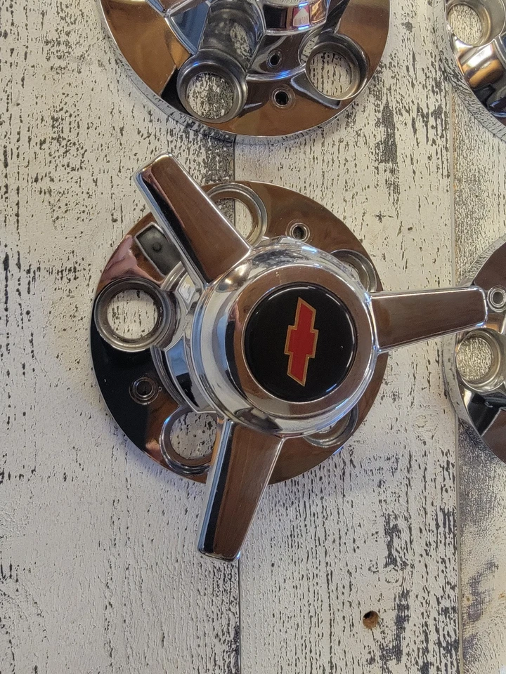 (4) Tapas giratorias y centrales de 3 barras para ruedas de rally de camión chevy de 5 tacos, BBC Foto 4 de 4