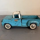 Vintage Tonka 50’s/60’s Blue Stepside Steel Pickup Truck w 2 Trailers