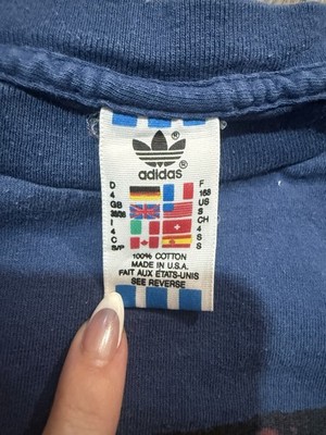 Vintage Adidas Trefoil T Shirt 80s Graphic Blue Small Made In USA