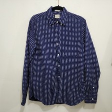 J.Crew Secret Wash cotton poplin shirt Slim Navy Polka Dot Men's Size M