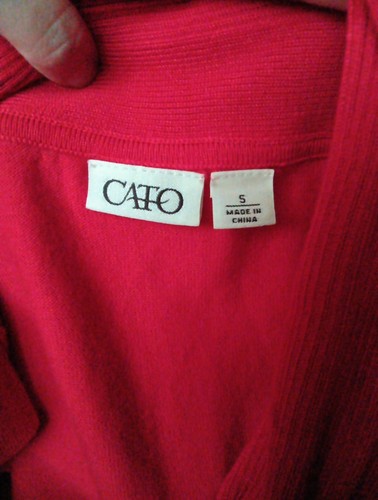 *Cato* Womens Sweater, Size Small, Red, Gray Beads, Cowl Neck, Long Sleeve - Picture 3 of 5