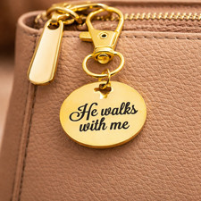 He Walks With Me Gold-Plated Cross Clip On Charm