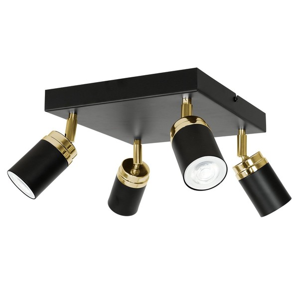 Deckenspot Deckenstrahler Metall Schwarz Gold Verstellbar 4-Flammig GU10 B: 25Cm-image