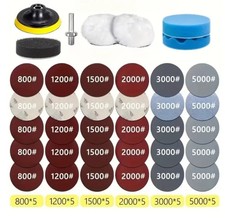 Kit Rénovation Phares 37pcs Polissage Auto 75mm Disques Tampons Papier Plastique