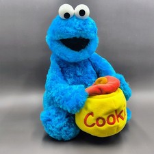 Rare 2002 Gund Sesame Street Feed Me Cookie Monster Plush 11" w/ Jar Cookies NWT