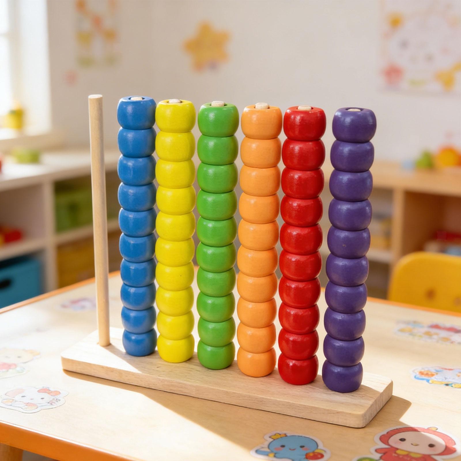 Farbsortier- und Stapelspielzeug aus Holz, Zählspiele für Jungen und Mädchen