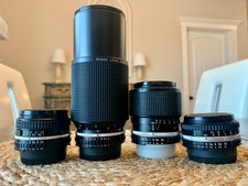 Four Nikon E-Series Manual Camera lenses 28/50/36-72/70-210 good shape!