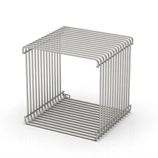 Square Geometry Side Table -Stainless Steel Linear Metal End Table, Iron Mult...
