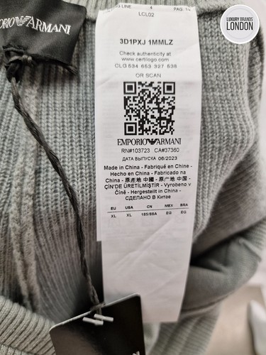 Pantalones deportivos Emporio Armani de punto gris XL nuevos auténticos PVP £400 - Imagen 12 de 12