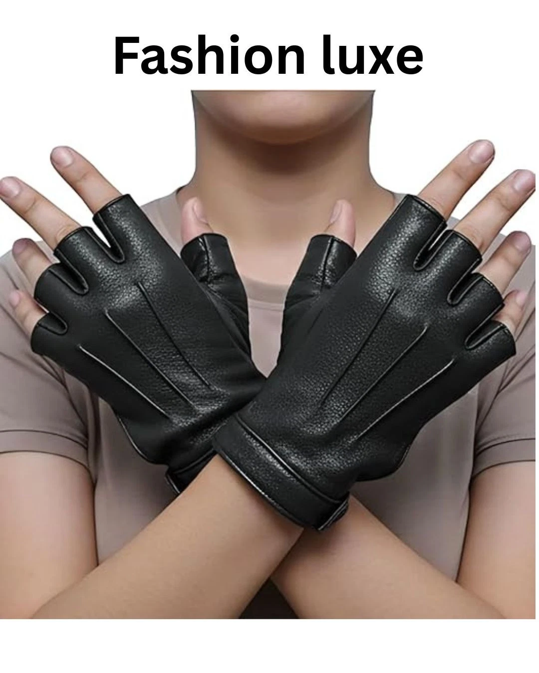 Women’s Fingerless Leather Driving Gloves – Elegant Grip & Comfort