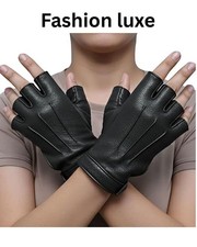 Women s Fingerless Leather Driving Gloves Elegant Grip Comfort