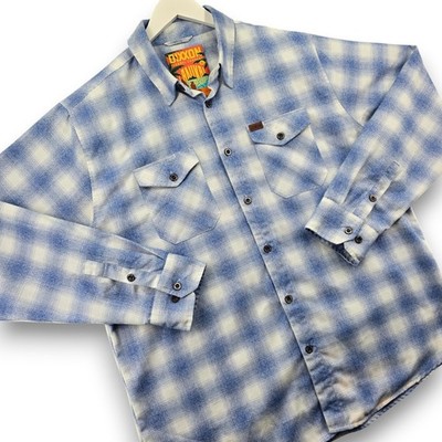 Dixxon Flannel Co. Lanikai Men's Blue White Plaid Button-Down Shirt XL Polyester