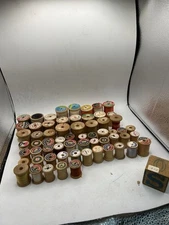 VTG~67 Wooden Sewing Spools~Various Sizes~Some With Thread, JUST ADDED 20+{=87+}