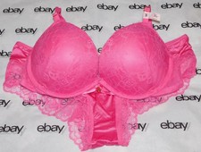 NEW Victoria's Secret Very Sexy Push-Up Bra Pink Lace 36C & Cheeky Set Large VS