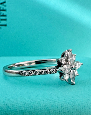 $6,450 TIFFANY & CO. VICTORIA .36CTW DIAMOND PLATINUM FLOWER