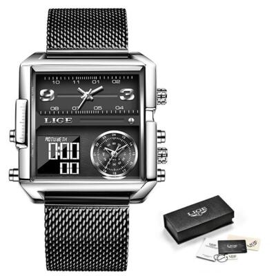 LIGE Mens Watch Luxury Design Quartz Waterproof Stainless Steel Wristwatch BOXED