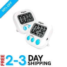2 Pack Digital Kitchen Timer with Big Digits & Loud Alarm - Perfect for Cooking