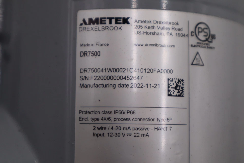 AMETEK DR750041W00021C410120FA000 / DR7500 RADAR LEVEL DETECTOR NEW STOCK 5555 - Image 2 of 3