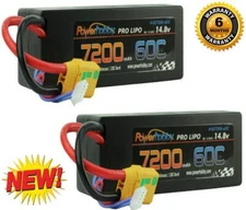PowerHobby 4S 14.8V 7200mAh 60C-120C Lipo Battery XT90 Plug 4-Cell Hard Case (2)