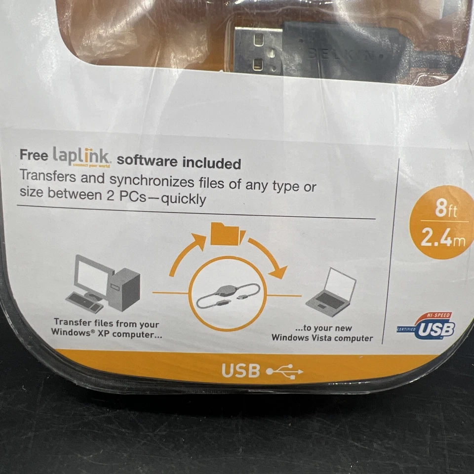 BELKIN EASY TRANSFER CABLE LAPTOP PC COMPUTER USB to USB SYNC FILES, NEW FACTORY - Image 3 of 4