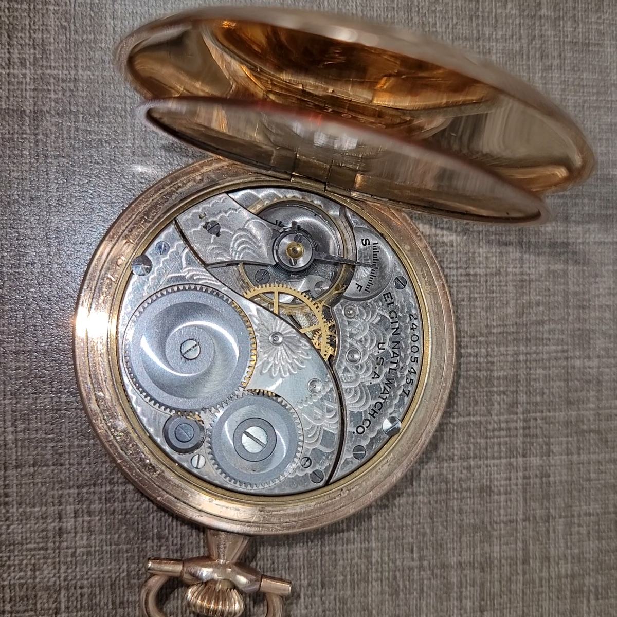 Rare Vintage Gold Filled Elgin Pocket Watch, Engraved 1925-Fahys