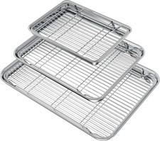 Baking Sheet with Rack Set 3 Pans  3 Racks , Stainless Steel Baking Pan Cookie