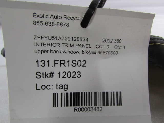 Ferrari 360 Coupe, Upper Back Window Trim, P/N 65870600