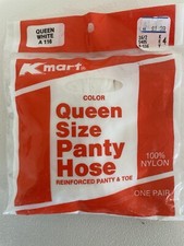 VTG Old Stock Kmart pantyhose white queen size Reinforced Panty And Toe