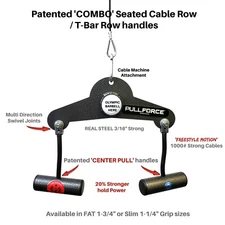 Pull Force 'Combo' Seated Row/T-BAR Row Handles wit Fat Grip or Standard Grip 